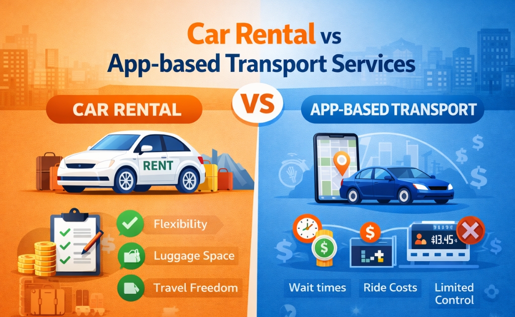 Renting a car vs Uber transportation comparison