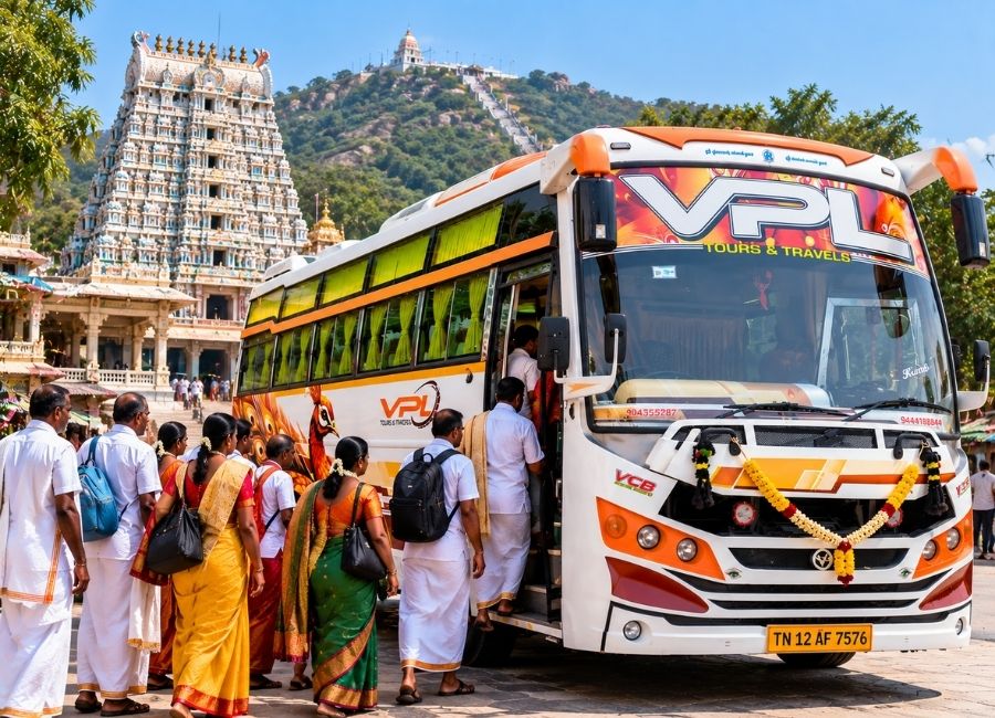 25 seater mini bus rental in Chennai for pilgrimage tours