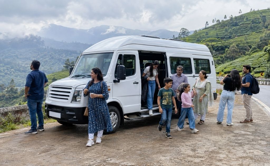 Group travelling in a van from Chennai to Coorg