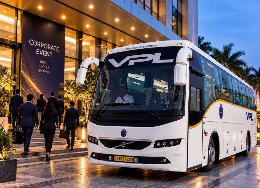 Volvo bus rental in Chennai for corporate events