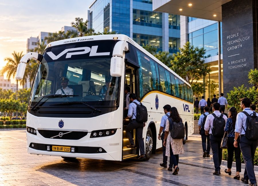 Volvo bus rental in Chennai for employee transport